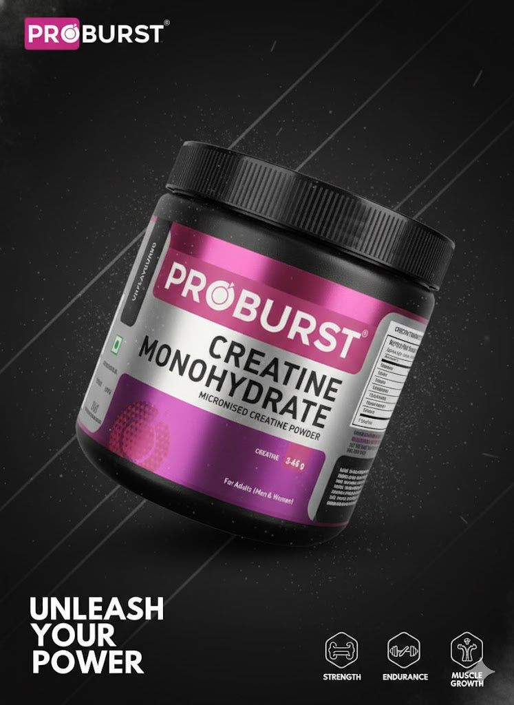 Proburst Creatine Monohydrate – Pure Micronised Creatine Powder for Strength & Performance | Unflavoured (250g / 83 Servings)