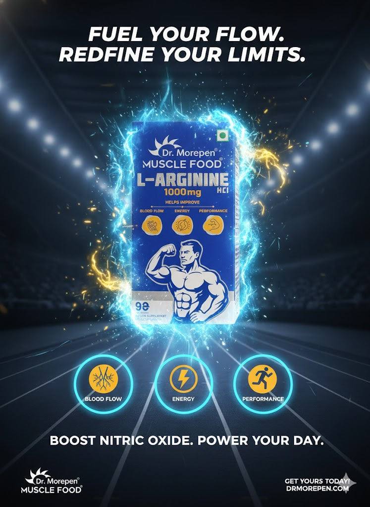 Dr. Morepen Muscle Food L-Arginine 1000mg – High Performance Amino Acid (90 Tablets)