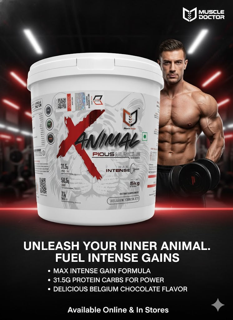 Muscle Doctor X-Animal Pious Muscle Gainer | Max Intense Gain – Belgium Chocolate (5kg)